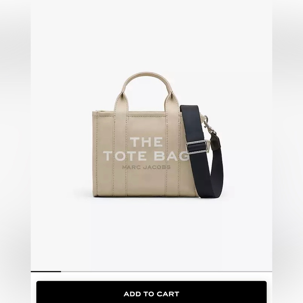 NWT Marc Jacobs Canvas Small Tote Bag Crossbody Beige Top Zip Closure